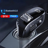 Transmisor FM para automóvil Bluetooth 5.0 con cargador USB dual y reproductor de MP3