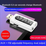 Receptor y transmisor de audio Bluetooth 5.0 con salida dual, reproducción de FM y MP3
