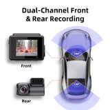 Dash Cam 4K Ultra HD con GPS incorporado, campo de visión 2160P 140°, monitor de estacionamiento 24 horas y cámara trasera 2K