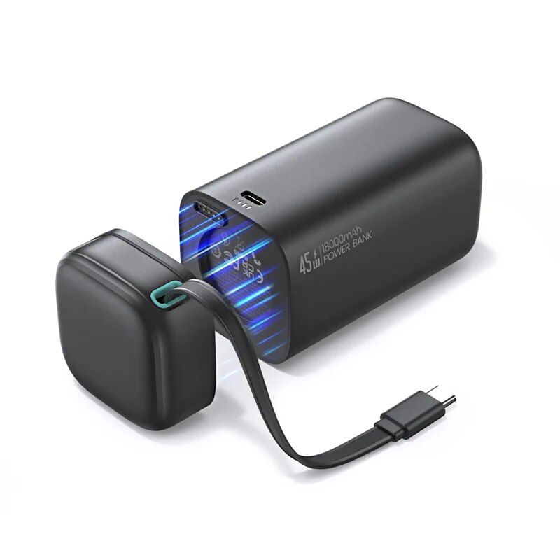Magnetic 45W Type C PD Fast Charge Powerbank 18000mAh with Retractable Cable