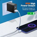 65W Fast Charging USB-C & A Plug: QC 3.0 & PD Type C Quick Charger