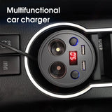 Dual USB Car Charger with Cigarette Lighter Splitter and LED Voltage Display
