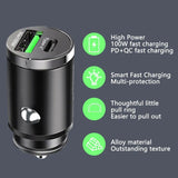 100W Dual-Core Mini Car Charger: USB Type-C & QC3.0 Fast Charging for Phones