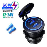 Quick Charge 3.0 Waterproof Dual USB Car Charger with LED Touch Switch