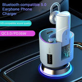 Auricular Bluetooth 2 en 1 y cargador rápido para automóvil