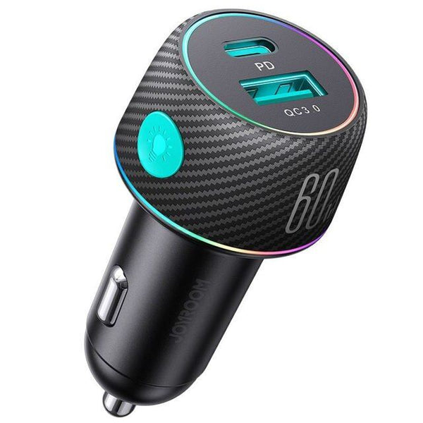 60W Dual USB-C Quick Car Charger with LED