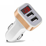 Dual USB Car Charger with LED Voltage Meter Display