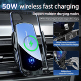 Kabelloses 50-W-Autoladegerät mit Lüftungsständer und Schnellladefunktion für iPhone und Samsung
