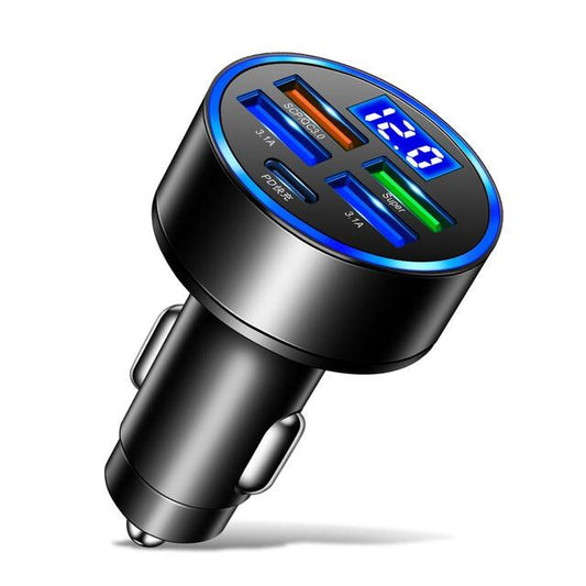 Cargador de coche USB-C de carga rápida de 250 W con pantalla de visualización