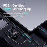 Cargador rápido para automóvil de 140 W con PD3.1 y QC3.0 para MacBook, iPhone 15 y más