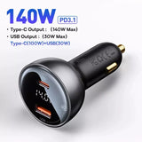 140W Fast Car Charger with PD3.1 & QC3.0 for MacBook, iPhone 15 & More