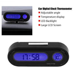 Mini LCD Digital Car Clock with Luminous Thermometer & Backlight