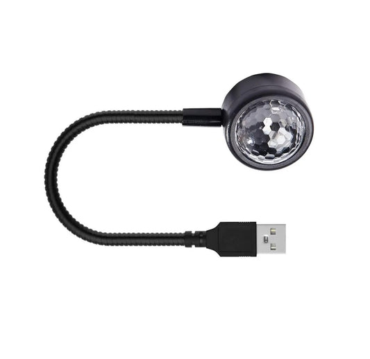 Mini lámpara de proyector LED con ritmo musical alimentada por USB para fiestas y atmósfera de coche