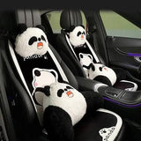 Cojín cálido para asiento de coche de felpa Panda, ajuste universal para otoño e invierno
