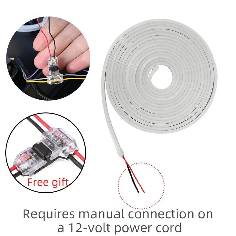 12V Universal 5M LED Ambient Lighting Strip for Car Trunks & Outdoors
