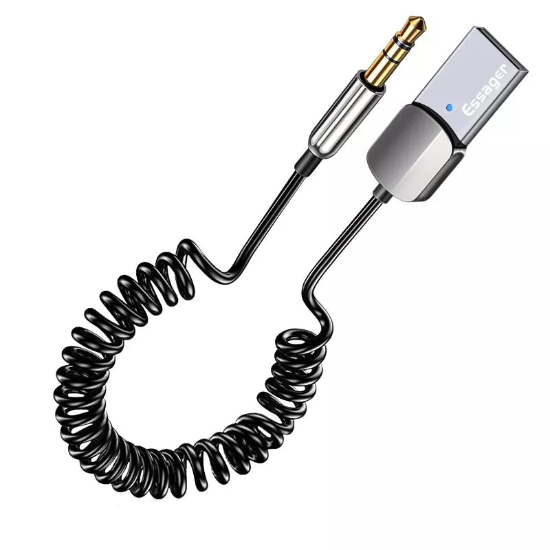 Dongle adaptador auxiliar Bluetooth 5.0: kit de audio con conector USB a conector de 3,5 mm para estéreo doméstico y de automóvil
