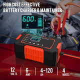 Automatisches 12-V-Batterieladegerät mit Digitalanzeige – Power Pulse Repair für nasse und trockene Blei-Säure-Batterien