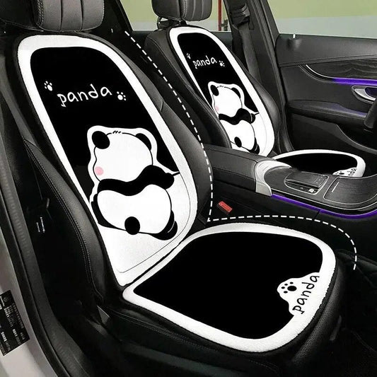 Cojín cálido para asiento de coche de felpa Panda, ajuste universal para otoño e invierno