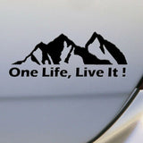 Adhesivo universal para coche todoterreno 'One Life Live It' - Adhesivo con silueta de montaña para todos los vehículos