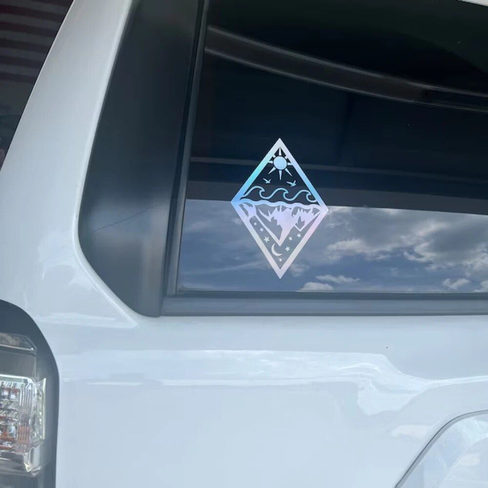 Calcomanía de vinilo personalizada para automóvil de montañas y mar: calcomanía creativa duradera para todas las superficies