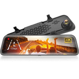 12" 4K Mirror Dash Cam with Dual Front and Rear Cameras