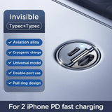 30W Dual Port Car Charger – Fast Charging Type-C USB Mini Adapter with Pull Ring