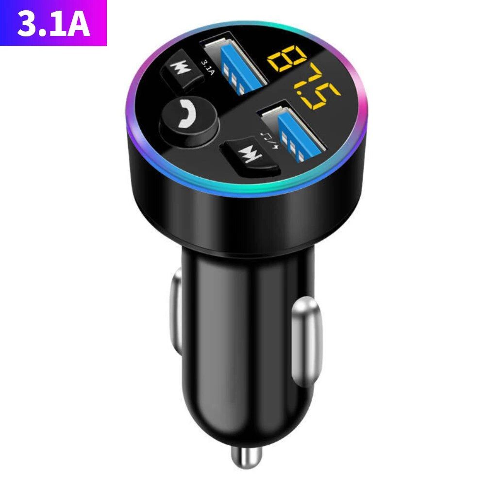 Transmisor FM para automóvil Bluetooth 5.0 con carga USB PD dual y reproductor MP3 con retroiluminación LED