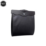 LED-Lit Magnetic Car Trash Bin with Waterproof Leather Storage