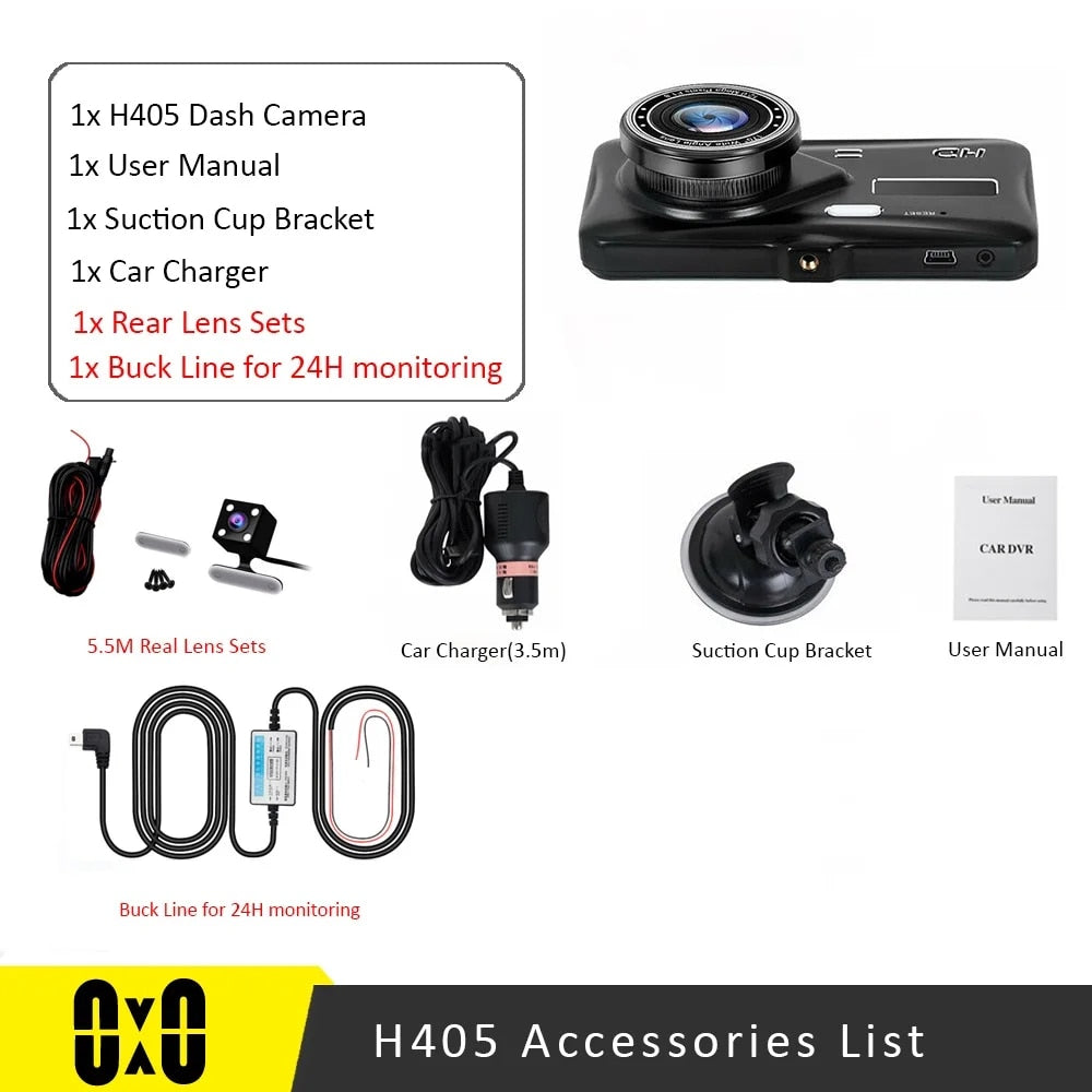 1080P Full HD Dual Dashcam mit Nachtsicht und 170° Weitwinkelobjektiv