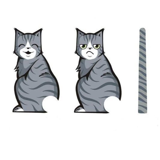 Etiquetas engomadas reflexivas del coche del gato de la historieta con la cola móvil