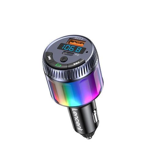 Bluetooth 5.3 FM-Transmitter mit PD 30 W &amp; QC 18 W Schnellladegerät, LED-Umgebungslicht