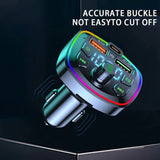 Bluetooth 5.0 Car FM Transmitter with Dual USB PD Charging & LED Backlit MP3 Player