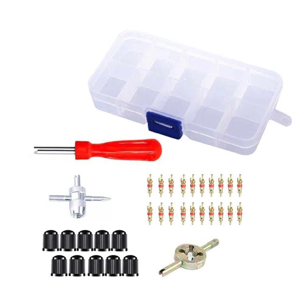 Kit de instalación y reparación de válvulas de neumáticos de automóvil de 33 piezas