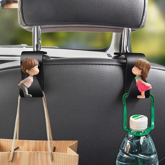 Lindos ganchos para respaldo de asiento de coche de dibujos animados, 2 piezas, percha universal para asiento trasero para almacenamiento