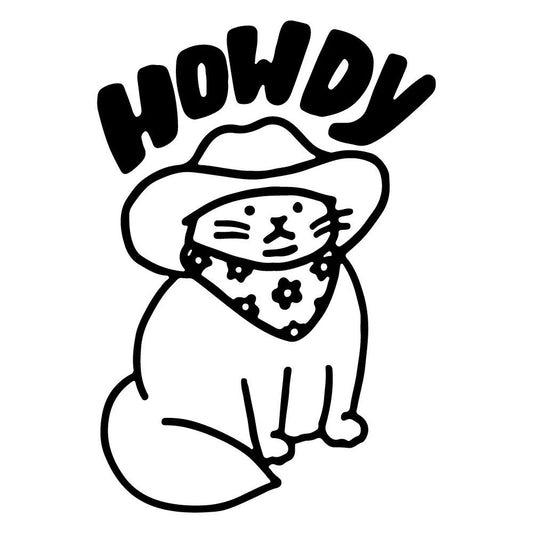 Howdy Cat Cartoon Vinyl Decal
