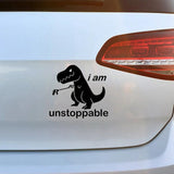 Calcomanía divertida para ventana de coche con diseño de dinosaurio "Soy imparable", pegatina de vinilo para entusiastas de JDM