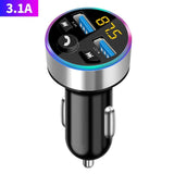 Transmisor FM para automóvil Bluetooth 5.0 con carga USB PD dual y reproductor MP3 con retroiluminación LED