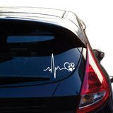 Cute ECG Heart & Paw Car Decal