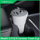 Kompakter Auto-Mülleimer aus Silikon für Tesla Model 3/Y/S/X - Cartoon-Design