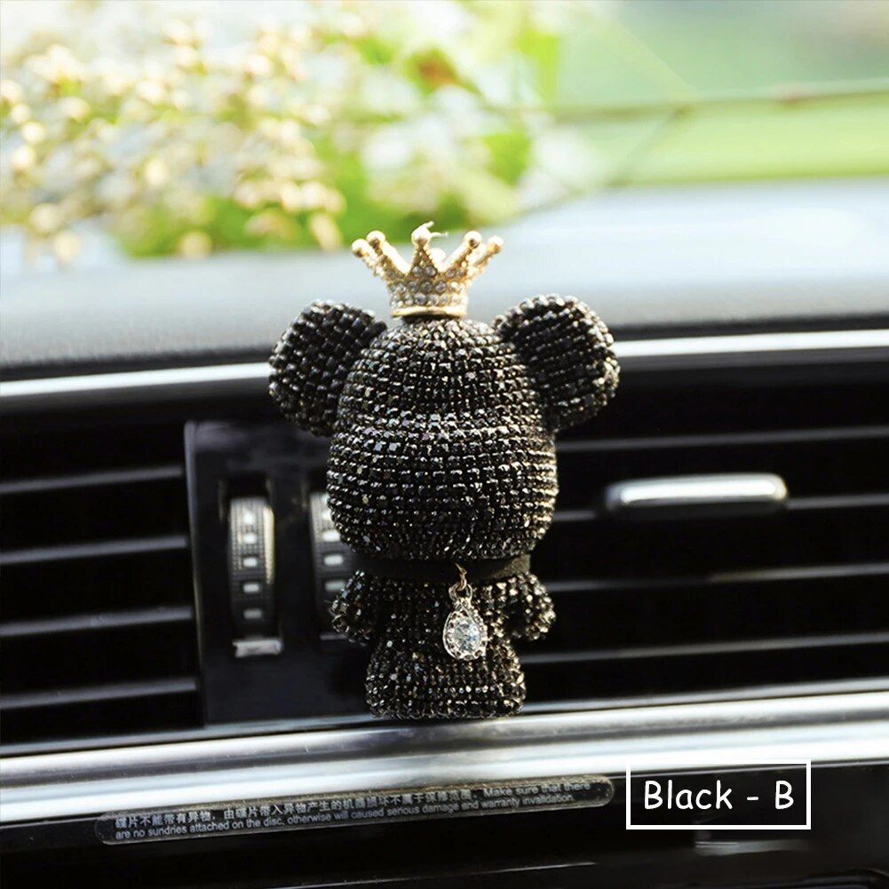 Clip lindo del perfume de la salida de aire del coche del oso con el diamante artificial deslumbrante