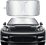 Compact Silver-Coated Car Sunshade – UV Heat Shield & Windscreen Protector