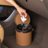 Bote de basura de cuero de lujo para automóvil con cubierta enrollable