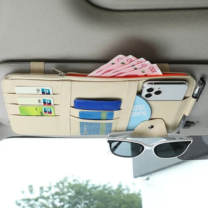 Organizador de parasol para coche con múltiples bolsillos y portalápices