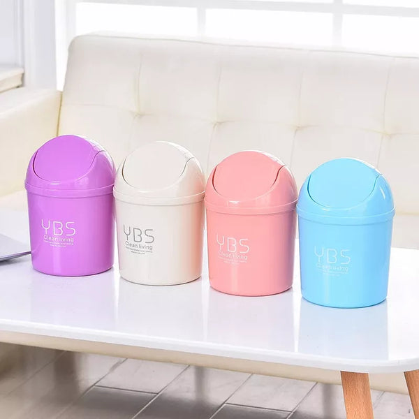 Mini cubo de basura compacto con tapa rodante, cubo de basura portátil para coche y escritorio