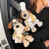 Protector de hombro para cinturón de seguridad de coche de felpa de perro de dibujos animados