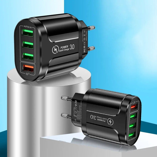 45W Multi-Port USB Fast Charger with QC 3.0 - Suitable for iPhone, Samsung, Xiaomi & More
