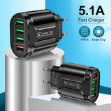 45W Multi-Port USB Fast Charger with QC 3.0 - Suitable for iPhone, Samsung, Xiaomi & More