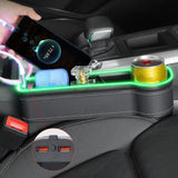Organizador de espacio para asiento de automóvil con iluminación LED y cargador USB dual
