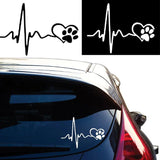 Cute ECG Heart & Paw Car Decal