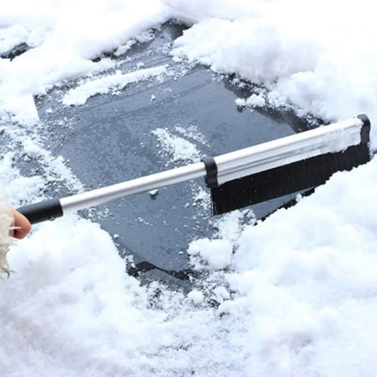 Rascador de hielo extensible para coche con cepillo para nieve: limpieza invernal rápida y eficaz